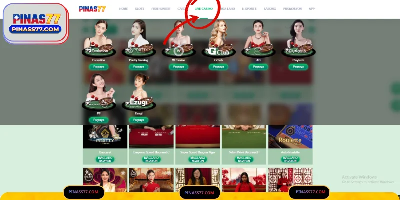 Seryeng Sulyap sa Live Casino ng PINAS77